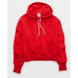 OFFLINE By Aerie Cloud Fleece Hoodie Sweatshirt in Bright Red Small